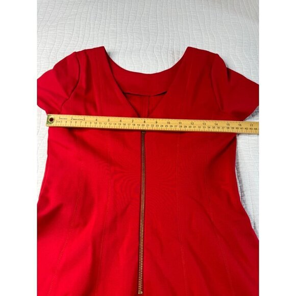 Banana Republic Knit Ponte Fit & Flare Short Sleeve Dress Low Back SZ 8 Party - Picture 8 of 9